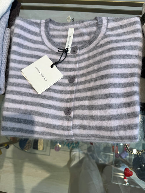 Cardigan Righe In Mohair