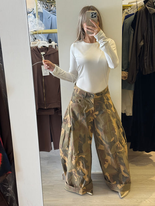 Pantalone Cargo Camouflage Tensione In