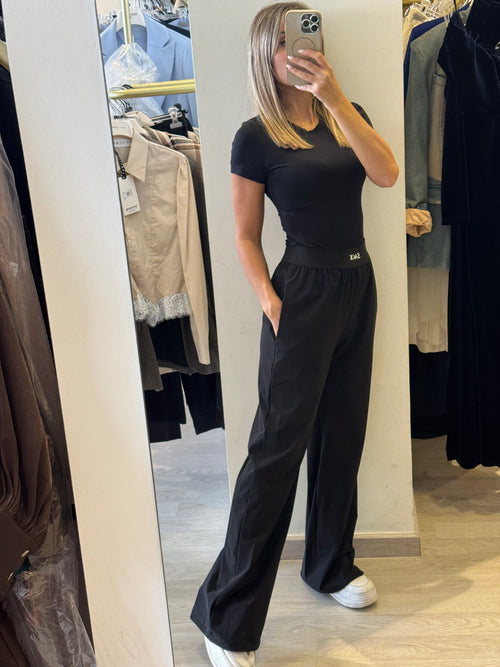 Pantalone Palazzo Sporty Con Fascia in Vita
