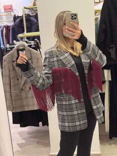 Giacca Check Con Frange MOTEL