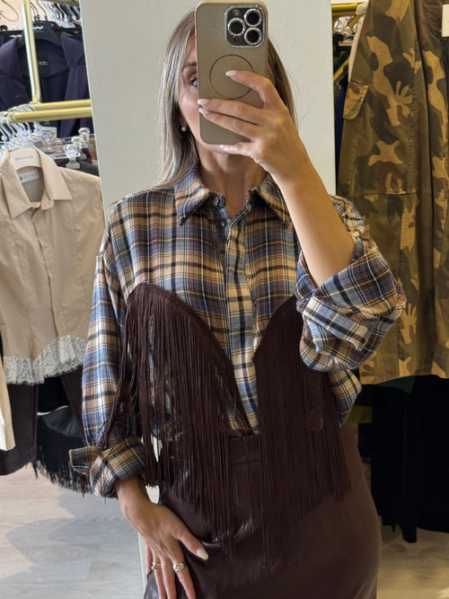 Camicia A Quadri Con Frange