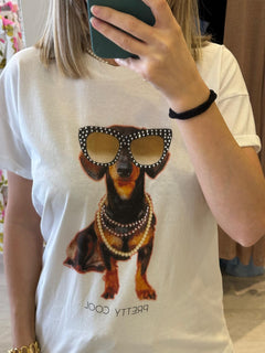T-shirt cane occhiali