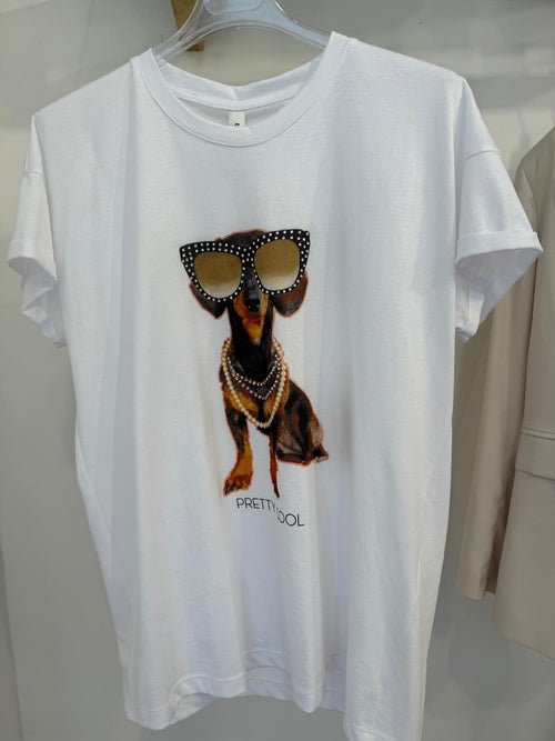 T-shirt cane occhiali