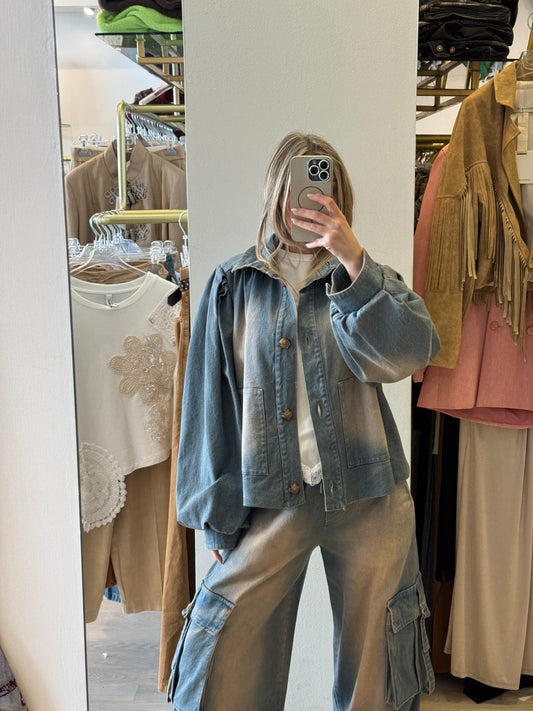 Giacca in denim salmone