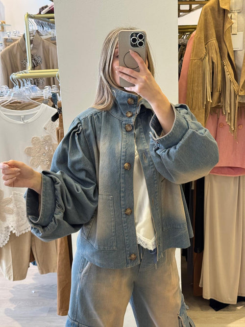 Giacca in denim salmone