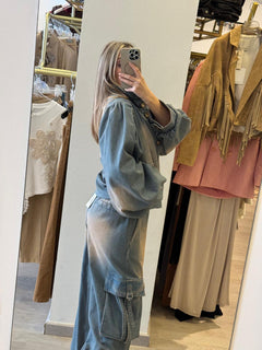 Giacca in denim salmone