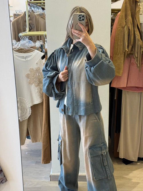 Giacca in denim salmone
