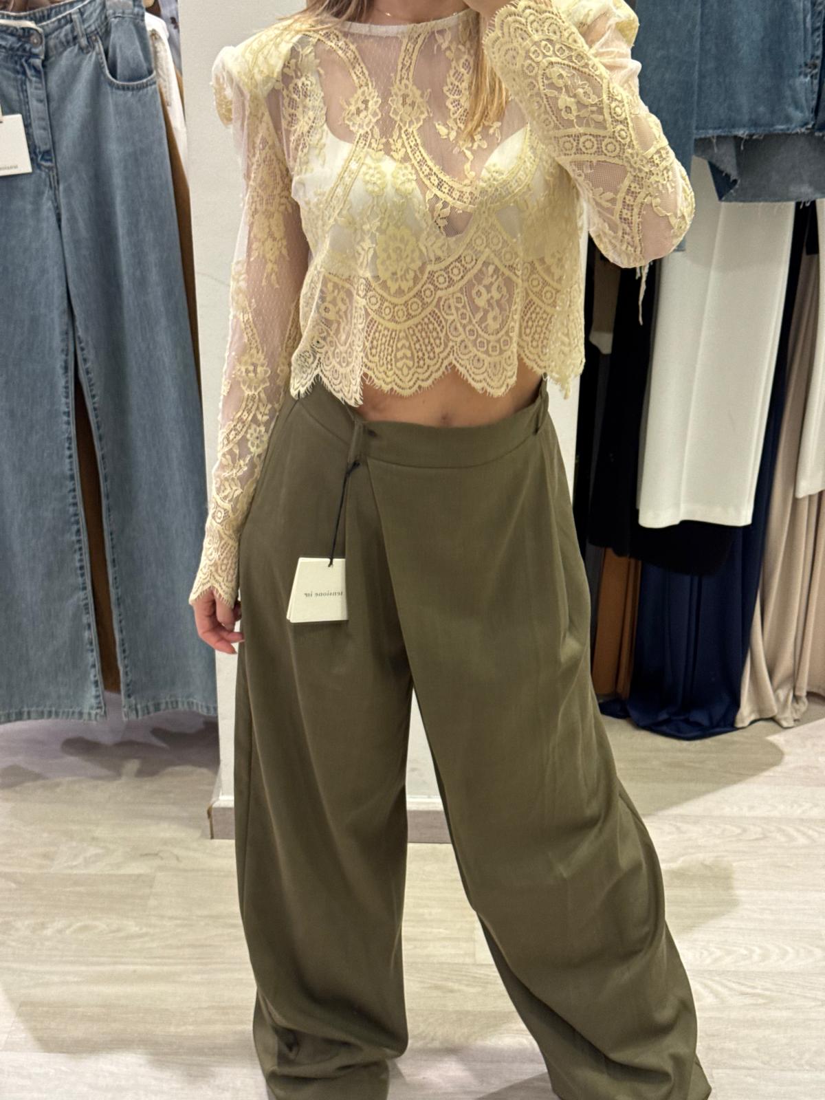 Camicia Giallino In Pizzo