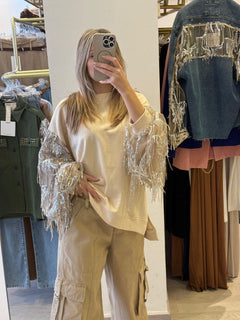 Felpa Con Maniche In Paillettes