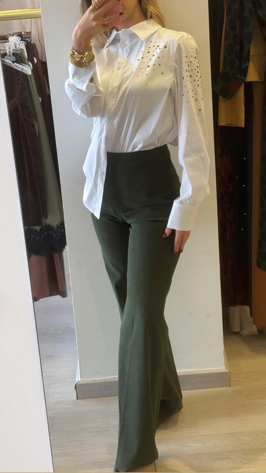 Pantaloni Millerighe Verde