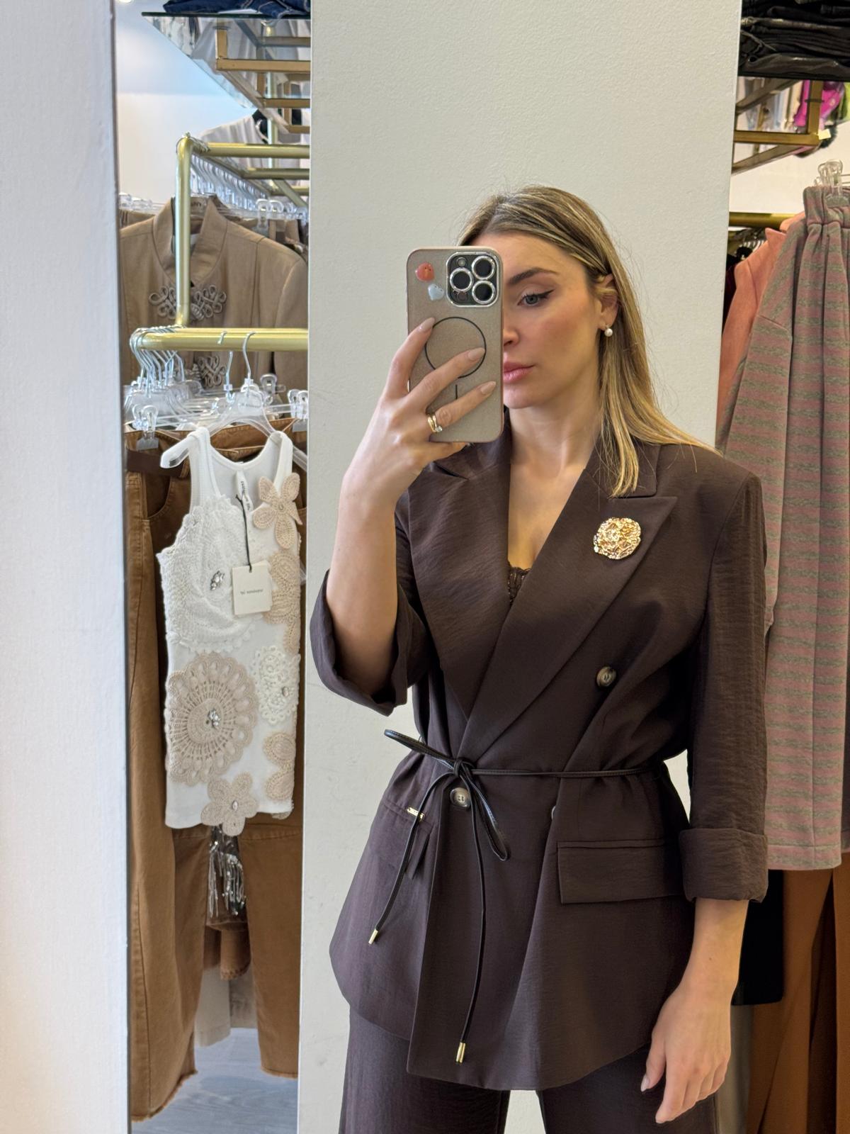 Giacca Doppio Petto Con Spilla