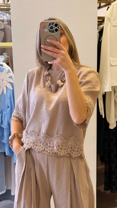 Maglia In Modal Leggero Con Pizzo