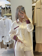 Camicia In Cupro Con Bande Laterali