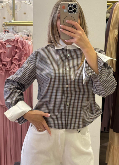 Camicia A Quadri Crop