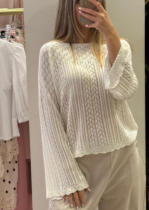 Maglia Traforata Con Manica A Campana