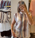 Camicia Smanicata A Righe In Mussola