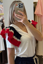 T-Shirt Con Manica Con Volant