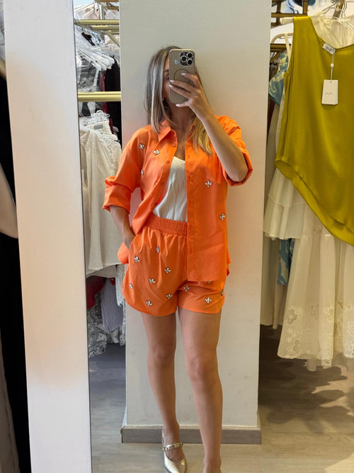 Camicia in Cotone con Applicazione Gioiello