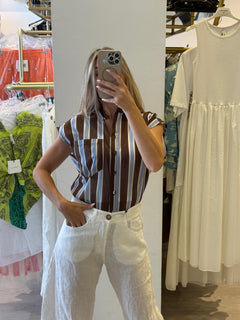 Camicia Smanicata A Righe In Mussola