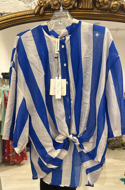 Camicia Maxi Riga Misto Seta
