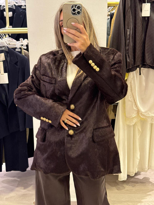 Giacca Pelliccia Con Bottoni Oro Motel