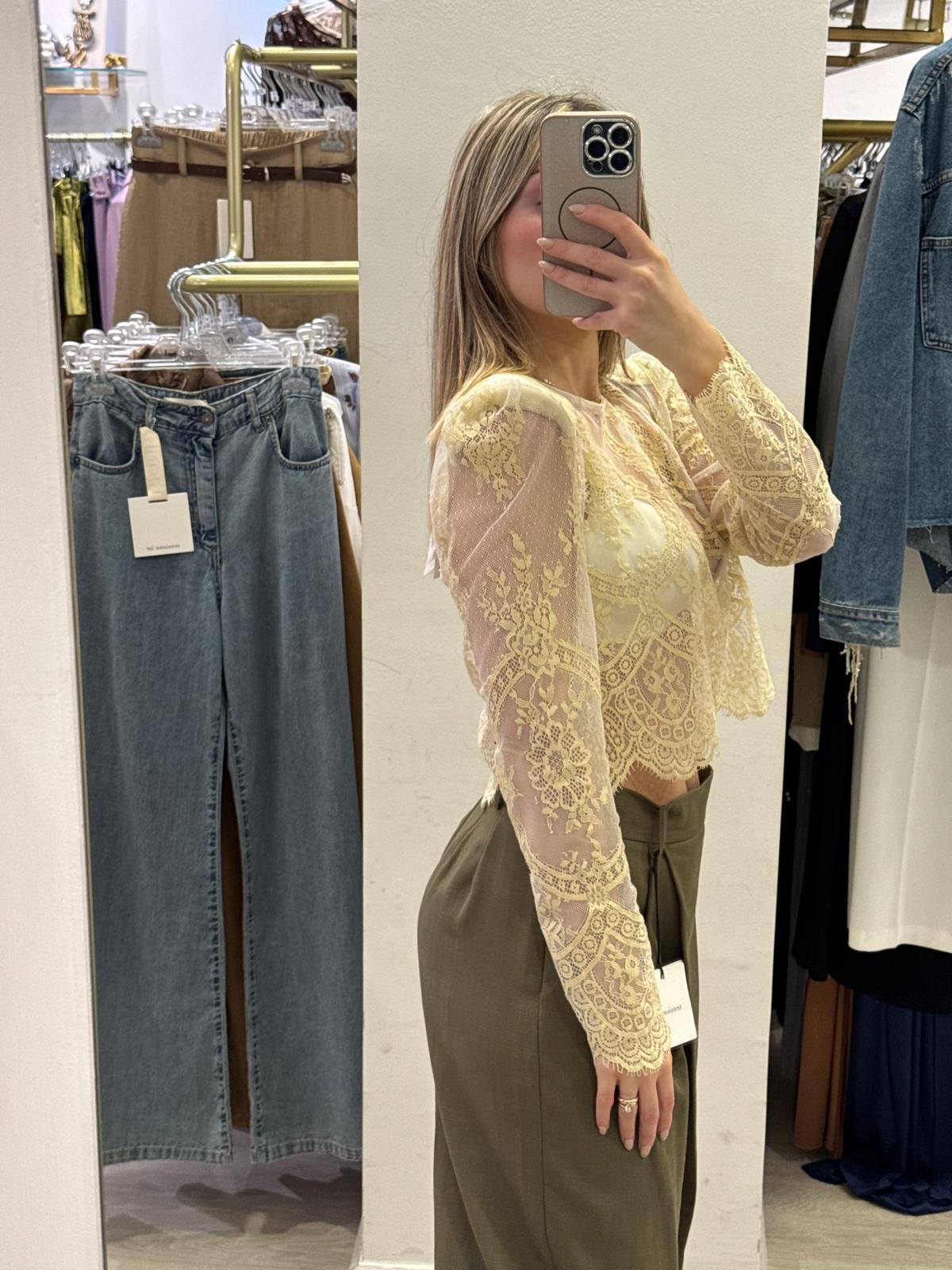 Camicia Giallino In Pizzo