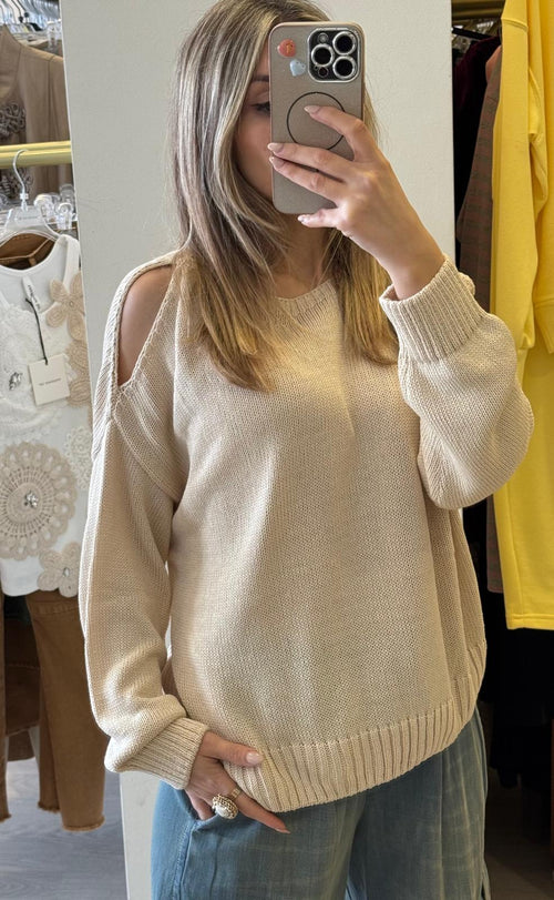 Maglia In Cotone Con Spalle Scoperte