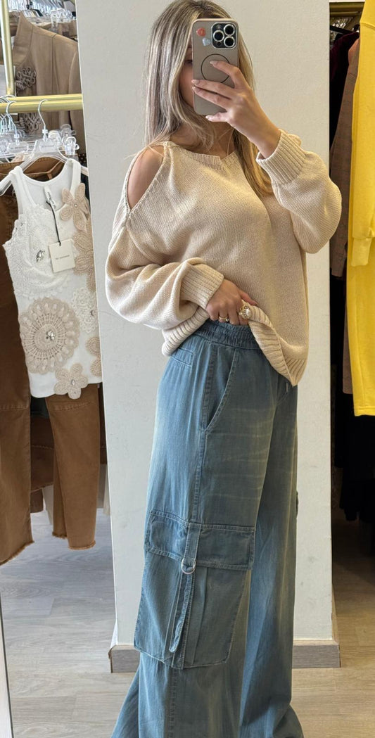 Maglia In Cotone Con Spalle Scoperte