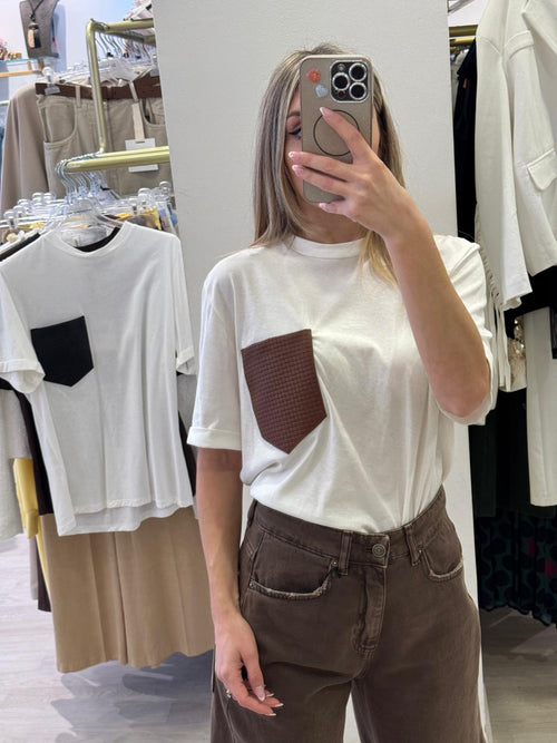 T-shirt  Con Taschino Ecopelle Intrecciato