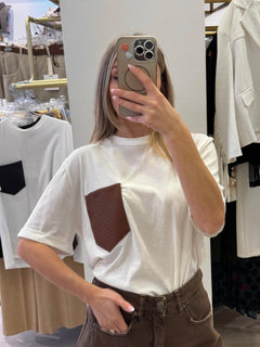 T-shirt  Con Taschino Ecopelle Intrecciato