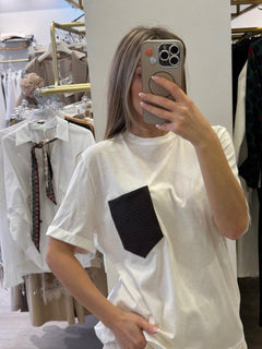 T-shirt  Con Taschino Ecopelle Intrecciato