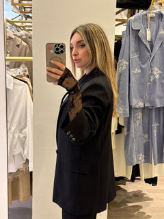 Giacca Doppio Petto Con Manicotto In Pizzo