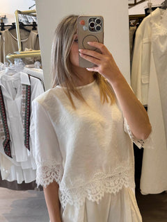Maglia In Modal Leggero Con Pizzo