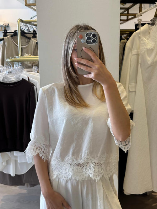 Maglia In Modal Leggero Con Pizzo