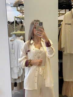 Camicia In Cupro Con Bande Laterali