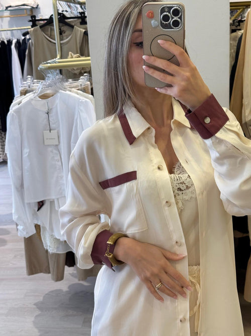 Camicia In Cupro Con Bande Laterali