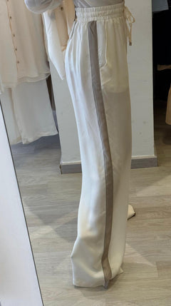 Pantalone In Cupro Con Bande Laterali