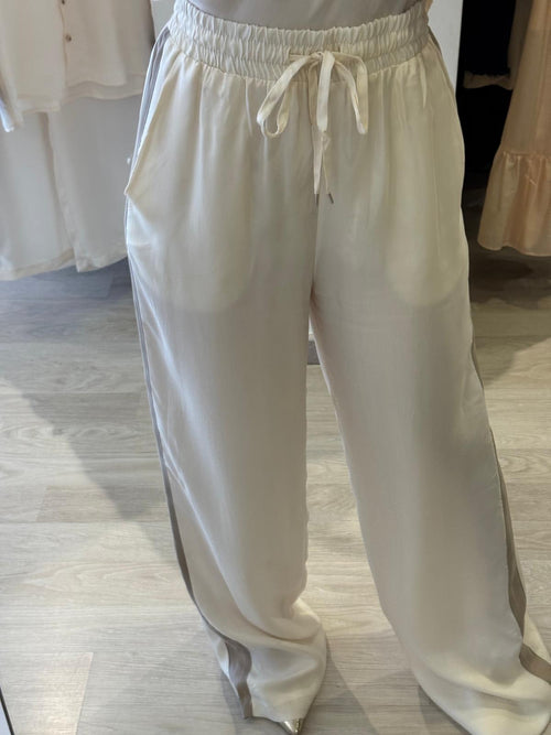 Pantalone In Cupro Con Bande Laterali