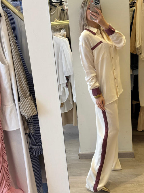 Pantalone In Cupro Con Bande Laterali