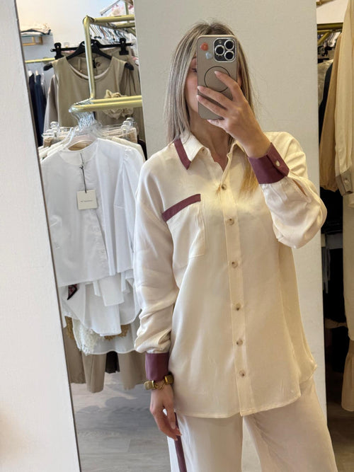 Camicia In Cupro Con Bande Laterali