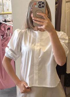 Camicia Crop Manica Sbuffo Bianco