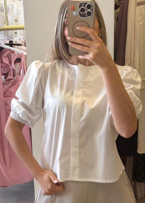 Camicia Crop Manica Sbuffo Bianco