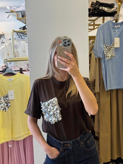 T-shirt Con Taschino Paillettes