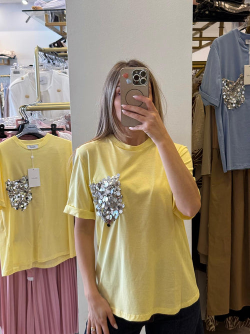T-shirt Con Taschino Paillettes