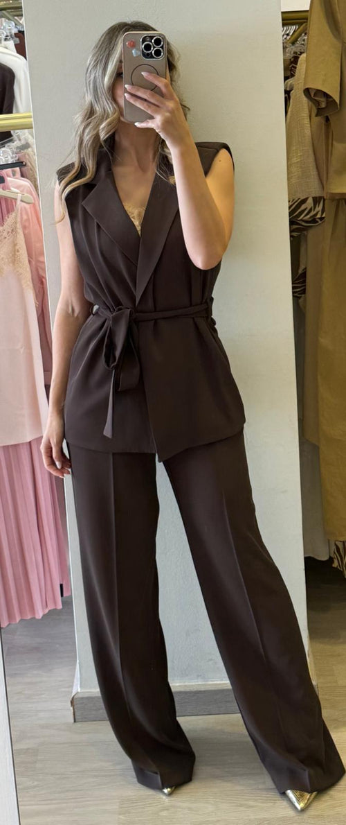 Tailleur Con Gilet Tessuto Fluido