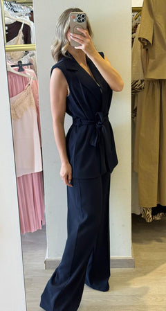 Tailleur Con Gilet Tessuto Fluido