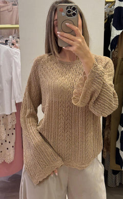 Maglia Traforata Con Manica A Campana
