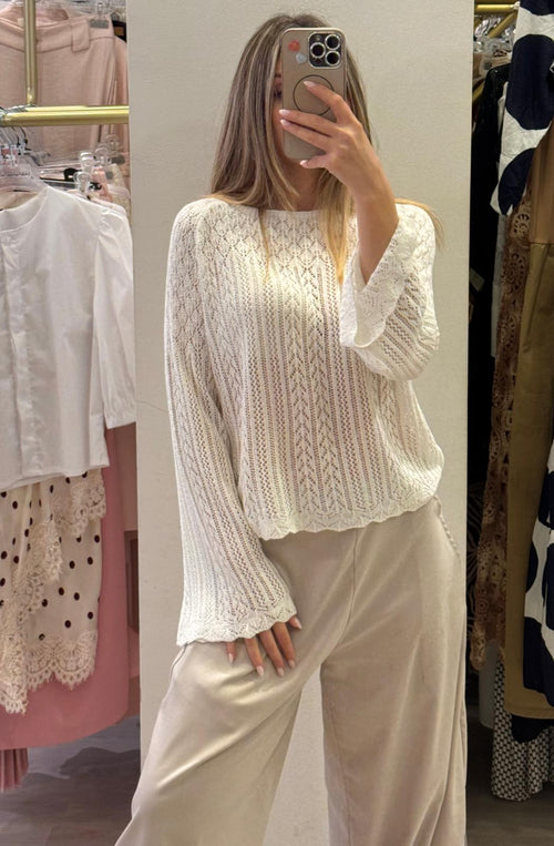 Maglia Traforata Con Manica A Campana
