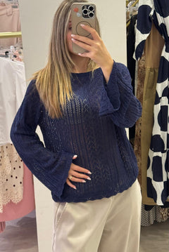 Maglia Traforata Con Manica A Campana