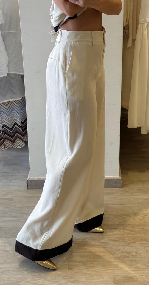 Pantalone Palazzo In Cotone Con Banda